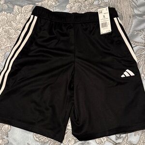 Adidas Men's Black Athletic Shorts with White Stripes